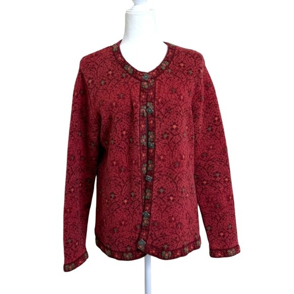 Nomadic Traders Womens Cardigan Red Button-Up Sweater Ramie Cotton Size L - Picture 1 of 8